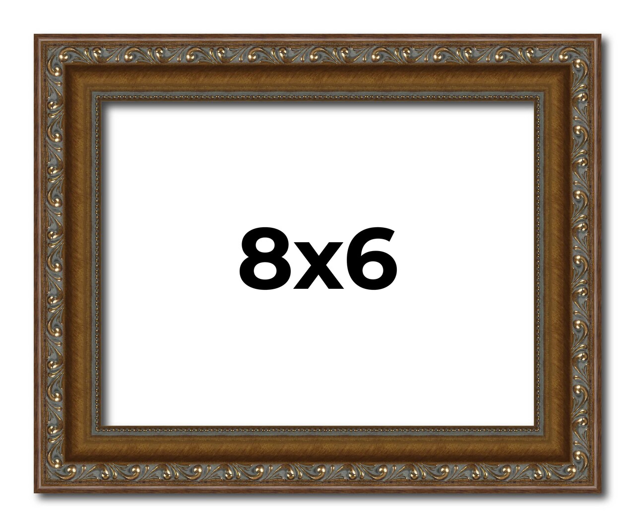 8x6 Sculpted Gold Picture Frame - UV Acrylic, Foam Board Backing, Hanging Hardware